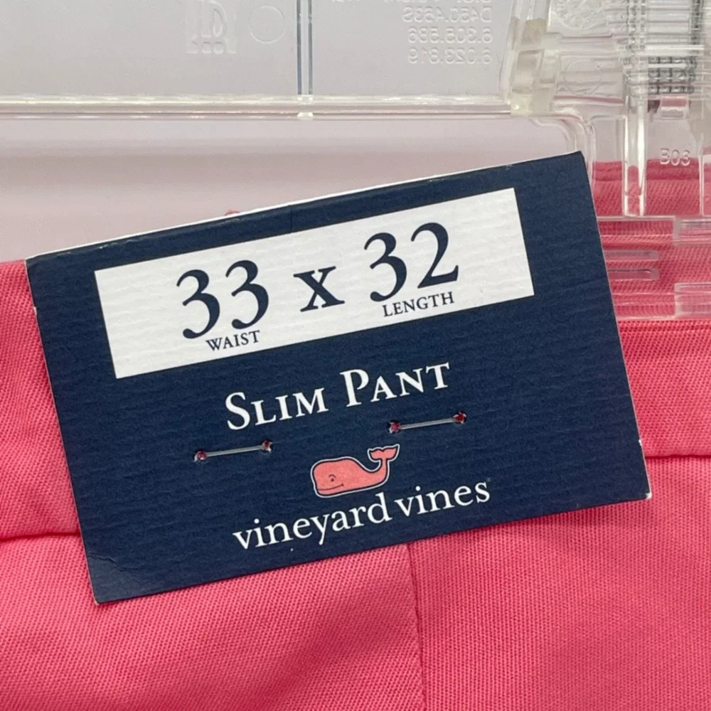 Vineyard Vines Slim Fit Pant Mens 33x32 Lobster Reef Pink Chino 1P1290 NEW